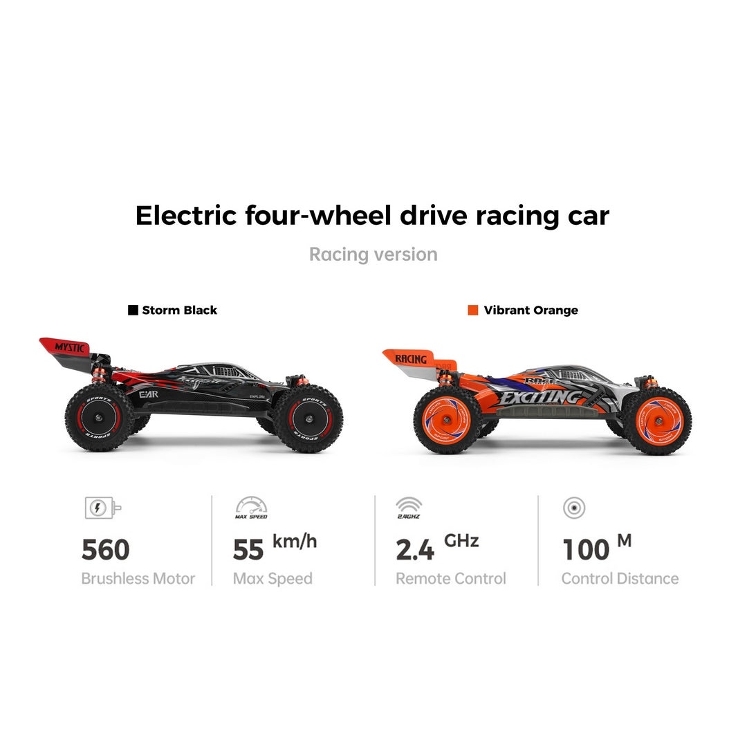 FUNFY شاحنة سباق 4WD RC على الطرق الوعرة باللون الأسود بمقياس 1:16 مع خيارات ألوان متعددة لتناسب جميع الأذواق