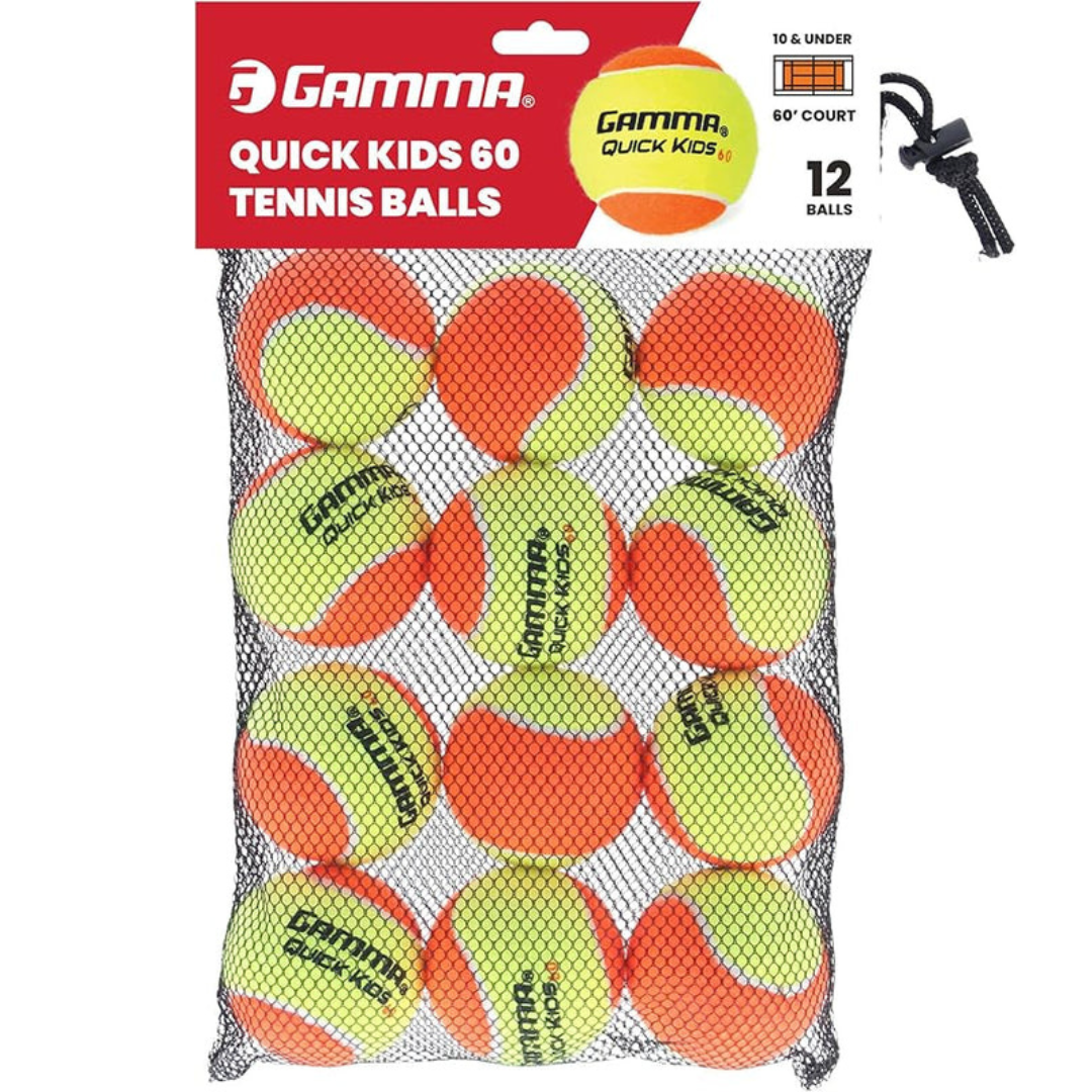 كرات تنس GAMMA Quick Kids 60 للتدريب للأطفال والمبتدئين، قلب منخفض الضغط يقلل السرعة والارتداد، رائعة لممارسة التنس، معتمدة من USTA و ITF للاستخدام في البطولات للأطفال دون سن 10 سنوات