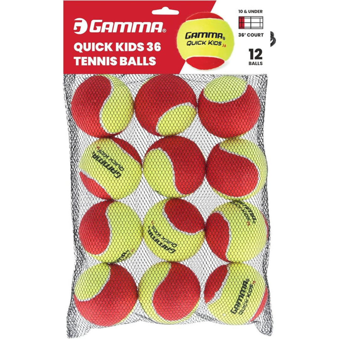 كرات تنس GAMMA Quick Kids 36 للتدريب للأطفال والمبتدئين، قلب منخفض الضغط يقلل السرعة والارتداد، رائعة لممارسة التنس، معتمدة من USTA و ITF للاستخدام في البطولات للأطفال دون سن 10 سنوات