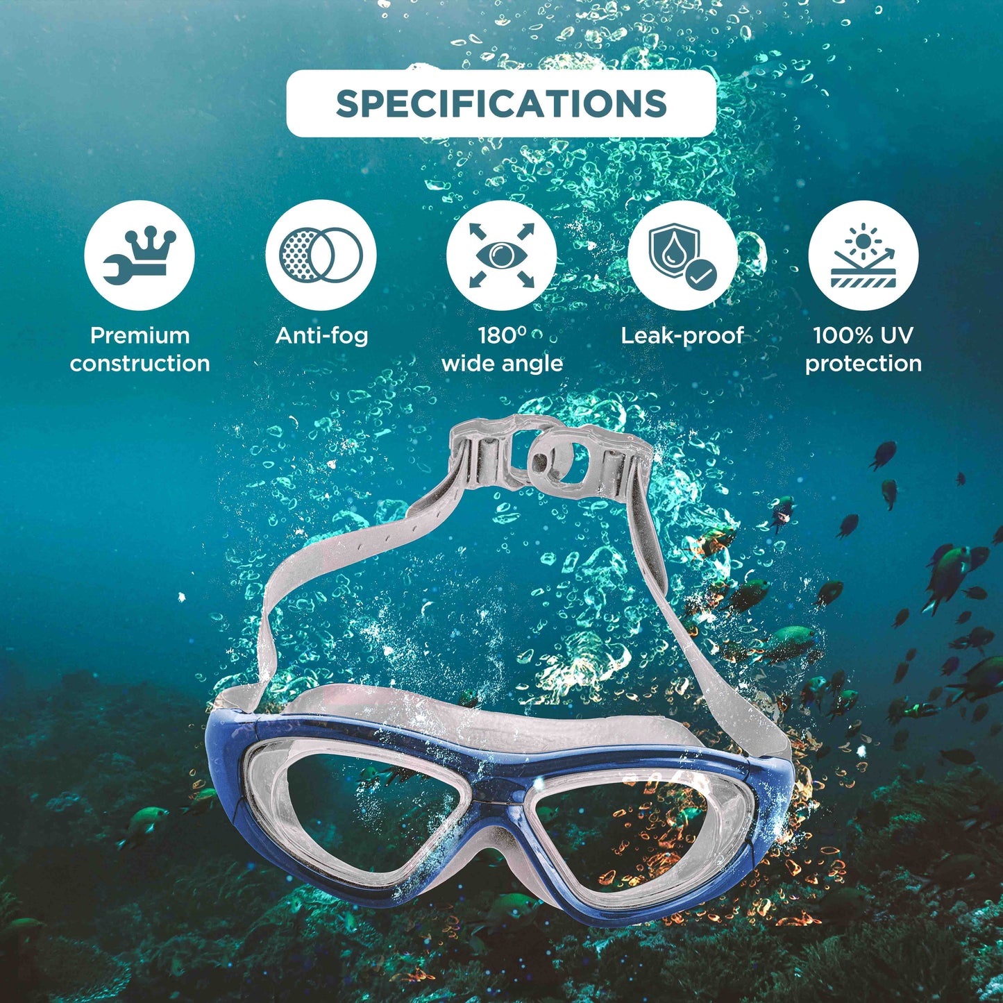 Endless EL1007 Infinity Premium Anti-Fog UV Protection Swimming Goggles | Material: Silicone, Polyurethane | Stylish Goggles with 180 Degree Wide Viewing Angle | Soft Silicone Gasket to Prevent Leakage | With Hard Case