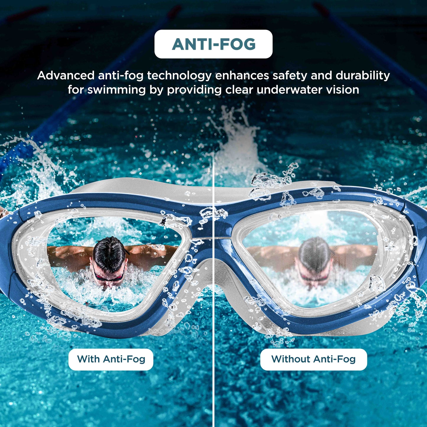 Endless EL1007 Infinity Premium Anti-Fog UV Protection Swimming Goggles | Material: Silicone, Polyurethane | Stylish Goggles with 180 Degree Wide Viewing Angle | Soft Silicone Gasket to Prevent Leakage | With Hard Case