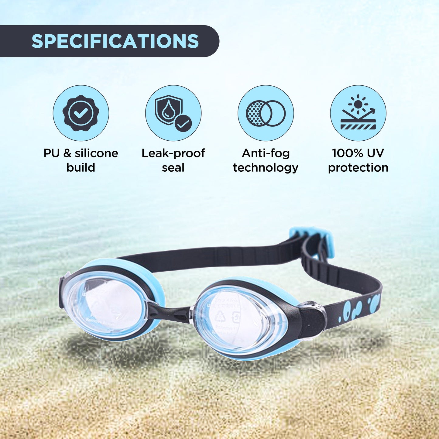Endless EL1006 Stylish Anti-Fog and UV Protection Swimming Goggles | Material: Silicone, Polyurethane | With Adjustable Strap for Custom Fit | Soft Silicone Gasket to Prevent Leakage | With Hard Case