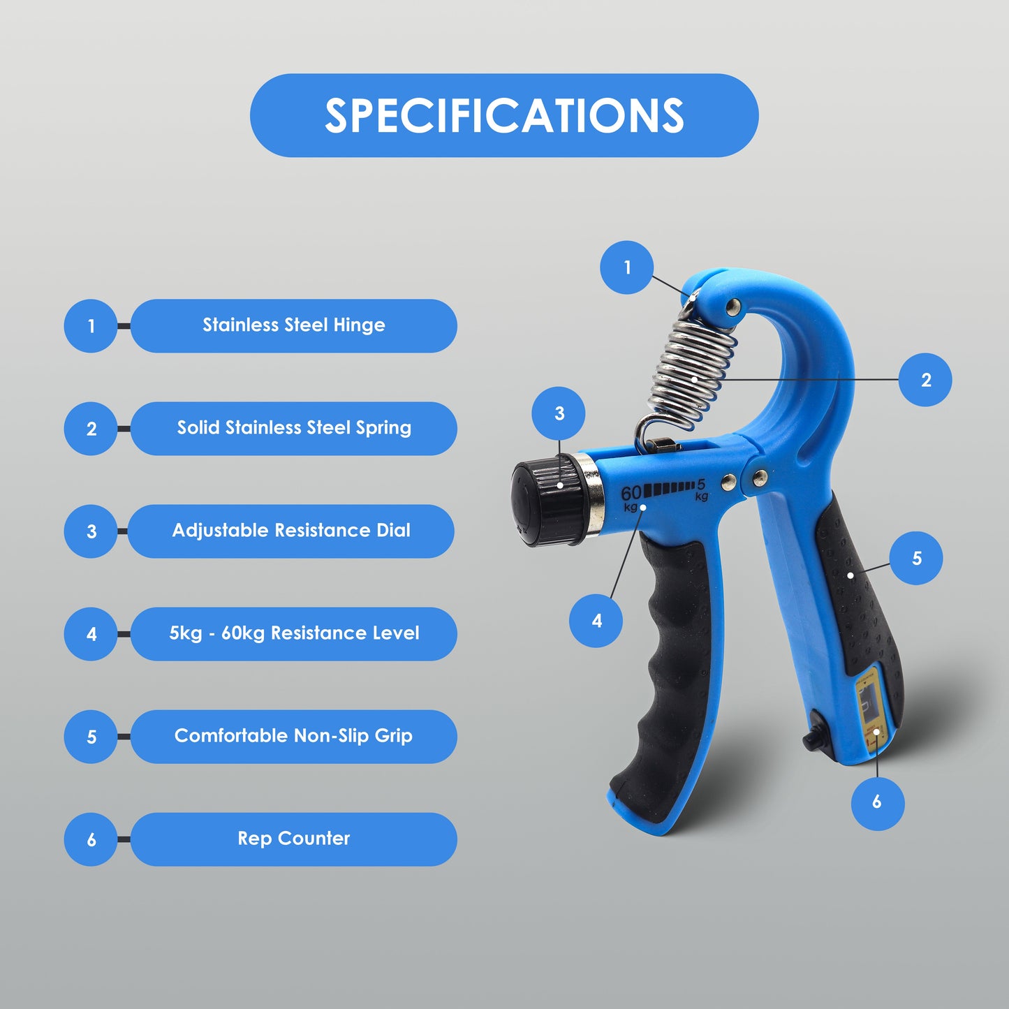 Endless Adjustable Hand Grip Strengthener Resistance Level with Counter| Exercise Equipment to Use in Home and Gym for Forearm and Finger Power Gripper Exercises