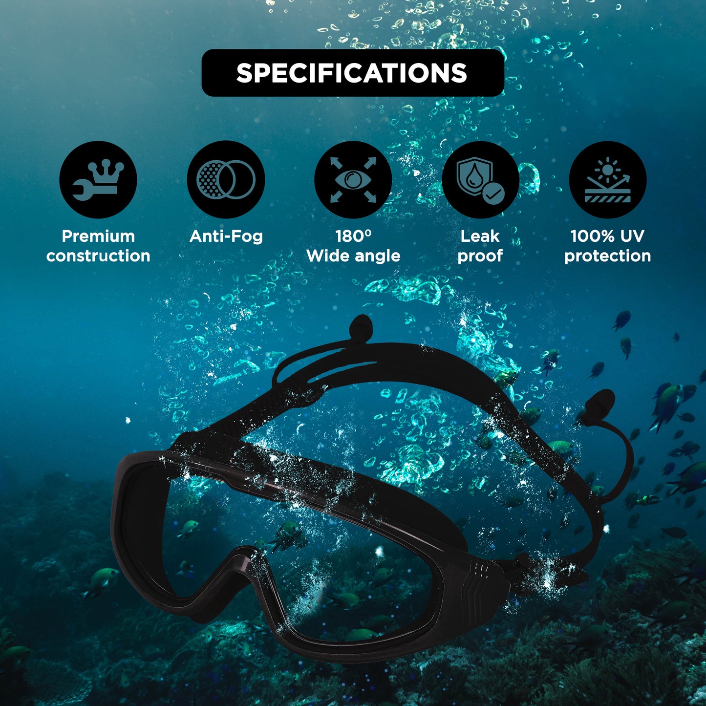 Endless EL1009 Infinity Premium Anti-Fog and UV Protection Swimming Goggles | Material: Silicone, Polyurethane | Stylish Large Frame for More Vision | Soft Silicone Gasket to Prevent Leakage | With Hard Case