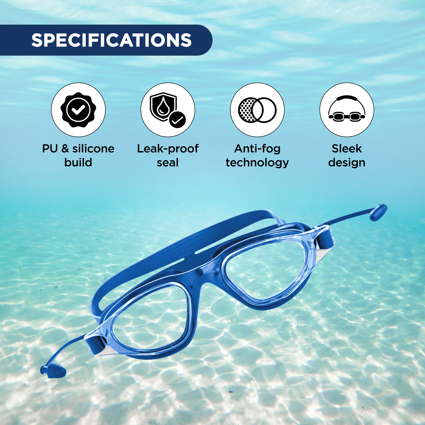 Endless EL1001 Anti-Fog and UV Protection Swimming Goggles | Material: Silicone, Rubber | Attached Earbuds and Adjustable Strap | Soft Silicone Gasket to Prevent Leakage | With Hard Case