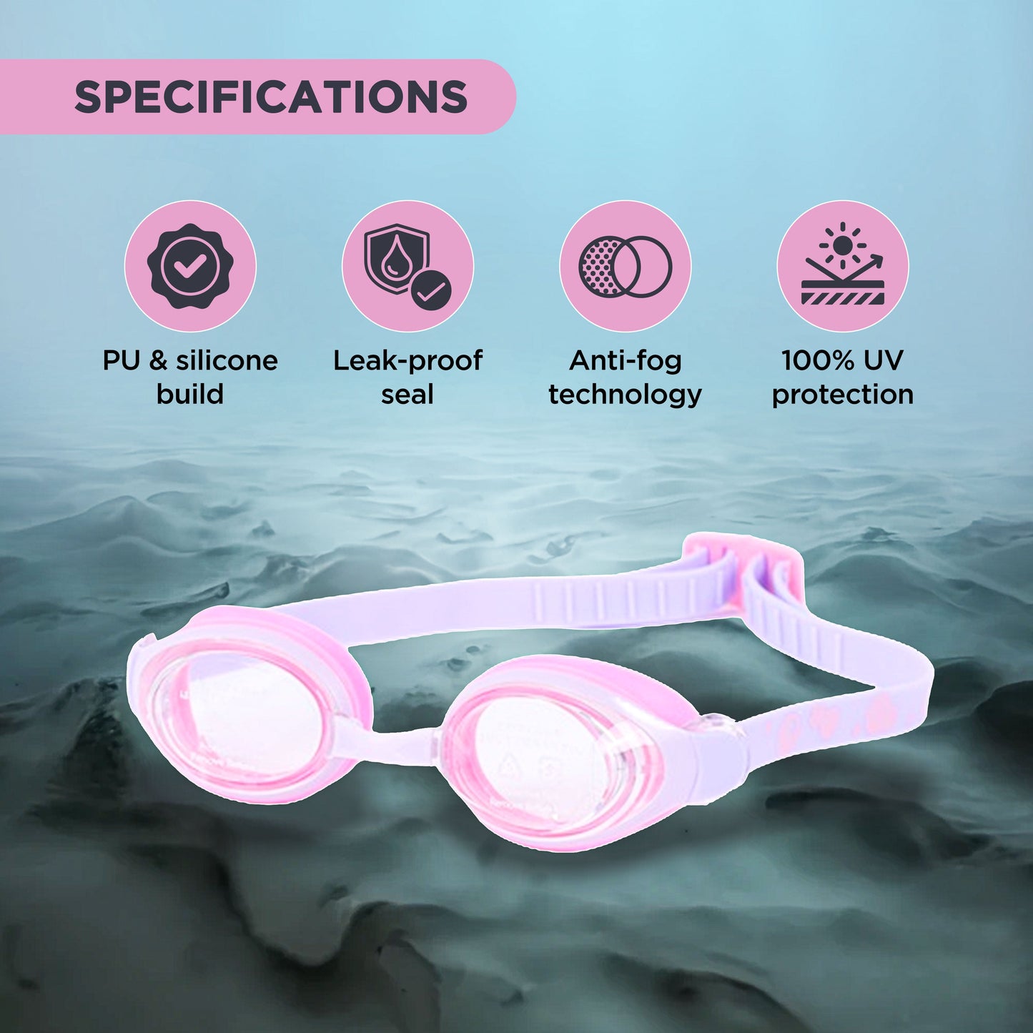 Endless EL1006 Stylish Anti-Fog and UV Protection Swimming Goggles | Material: Silicone, Polyurethane | With Adjustable Strap for Custom Fit | Soft Silicone Gasket to Prevent Leakage | With Hard Case