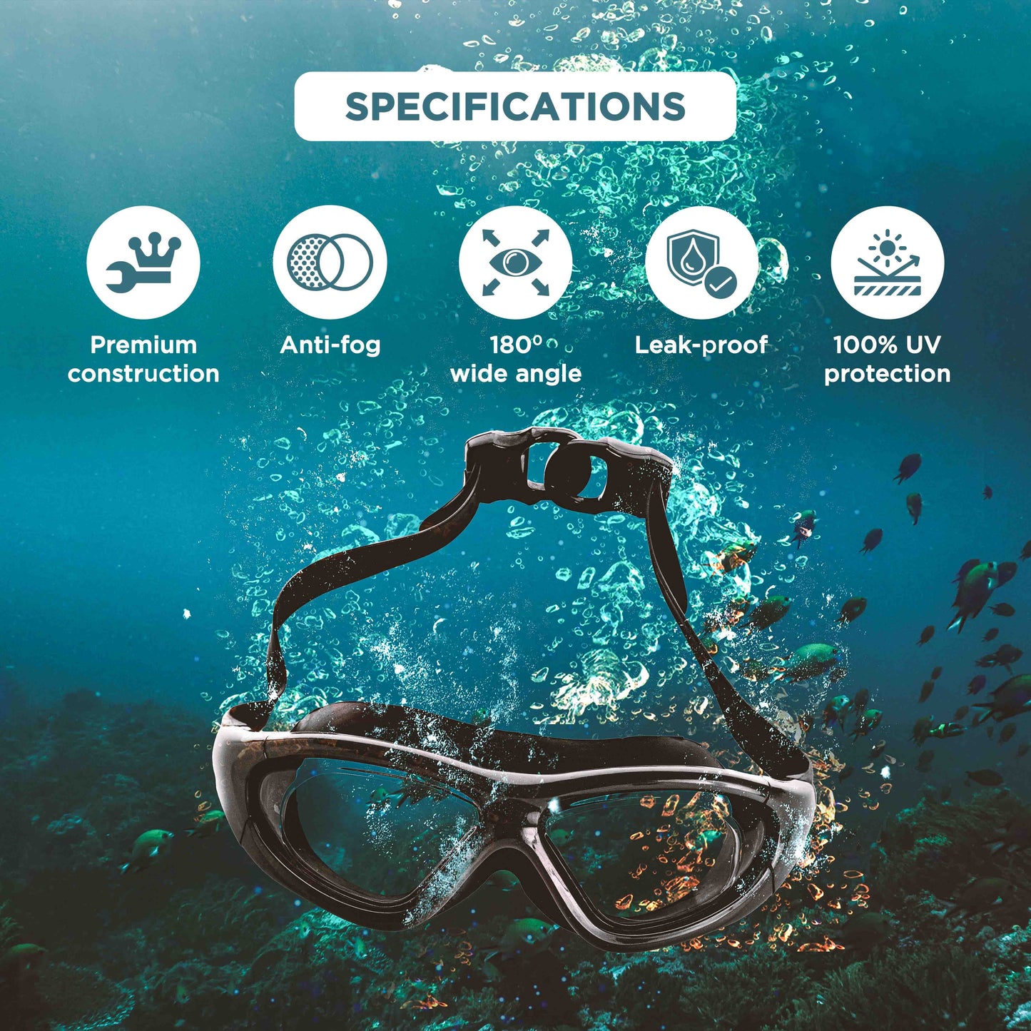 Endless EL1007 Infinity Premium Anti-Fog UV Protection Swimming Goggles | Material: Silicone, Polyurethane | Stylish Goggles with 180 Degree Wide Viewing Angle | Soft Silicone Gasket to Prevent Leakage | With Hard Case