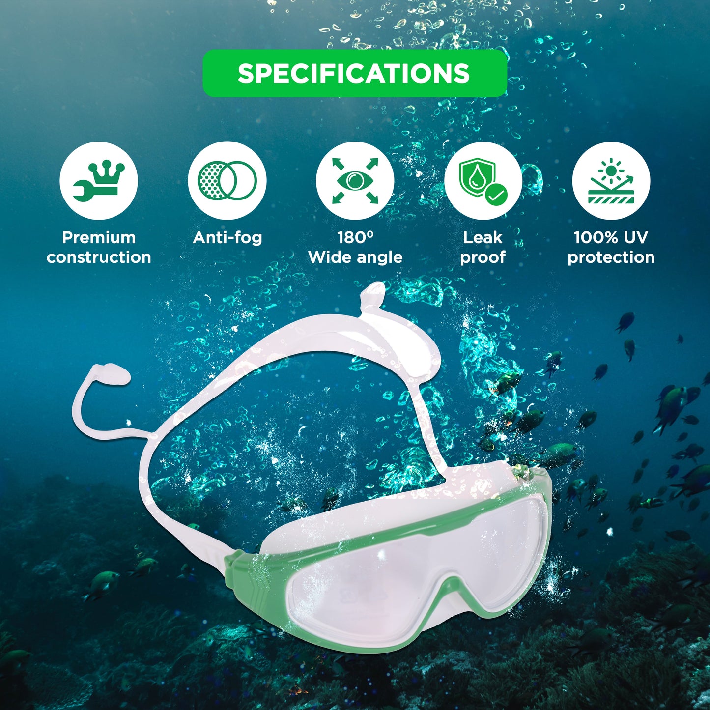 Endless EL1009 Infinity Premium Anti-Fog and UV Protection Swimming Goggles | Material: Silicone, Polyurethane | Stylish Large Frame for More Vision | Soft Silicone Gasket to Prevent Leakage | With Hard Case