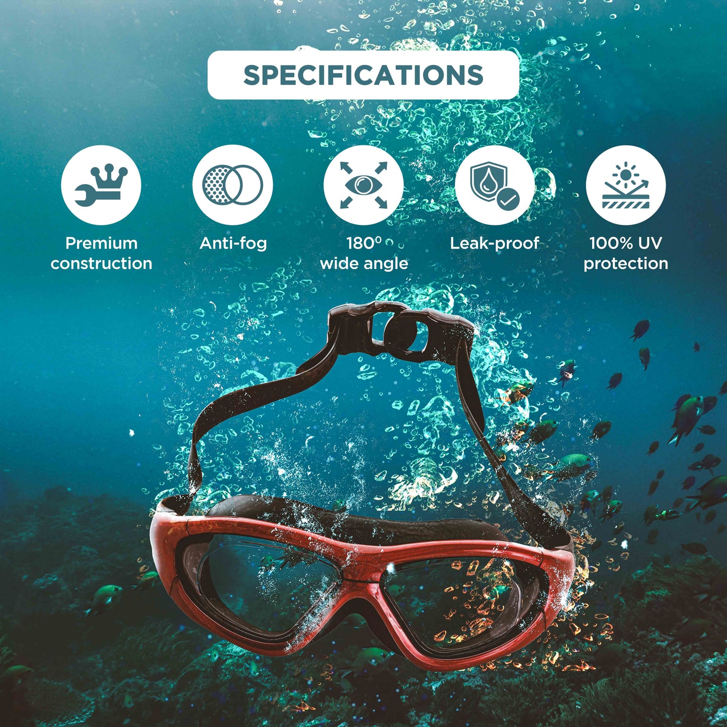 Endless EL1007 Infinity Premium Anti-Fog UV Protection Swimming Goggles | Material: Silicone, Polyurethane | Stylish Goggles with 180 Degree Wide Viewing Angle | Soft Silicone Gasket to Prevent Leakage | With Hard Case
