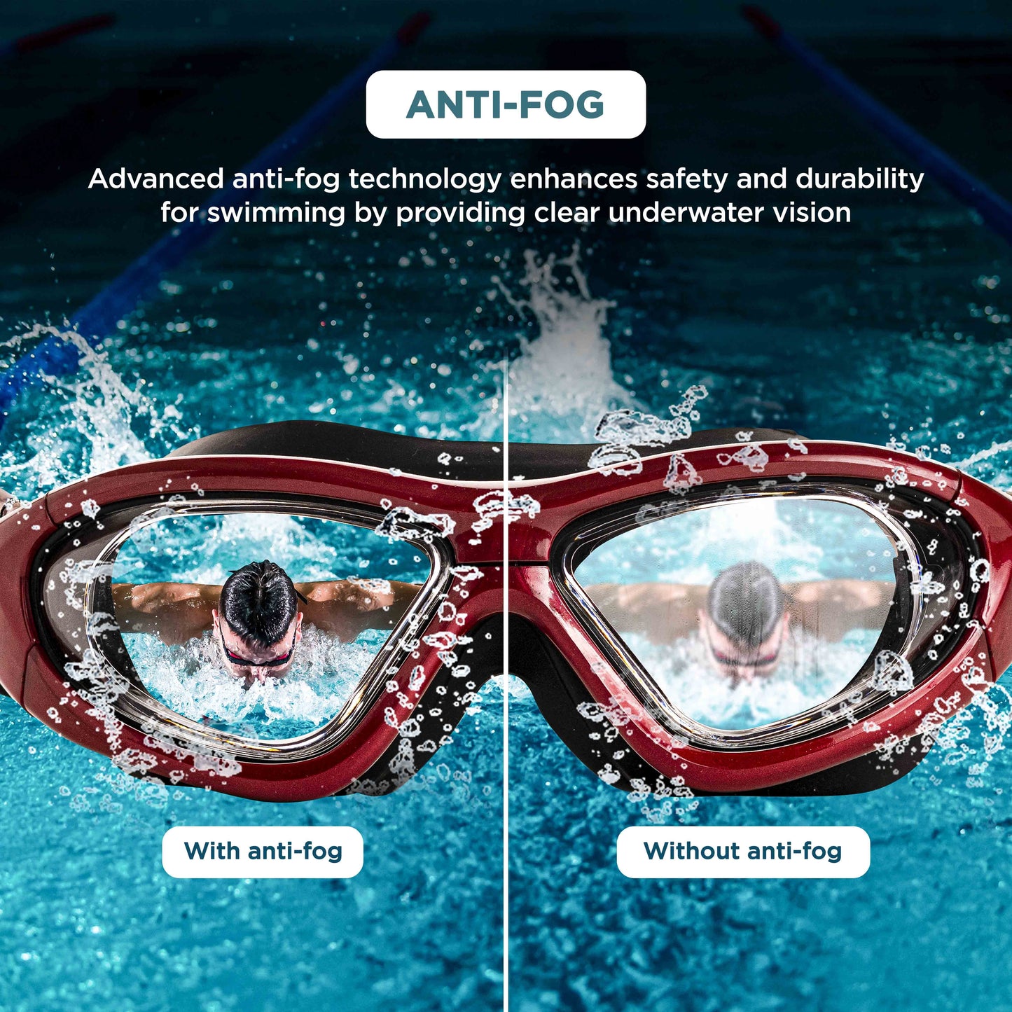 Endless EL1007 Infinity Premium Anti-Fog UV Protection Swimming Goggles | Material: Silicone, Polyurethane | Stylish Goggles with 180 Degree Wide Viewing Angle | Soft Silicone Gasket to Prevent Leakage | With Hard Case