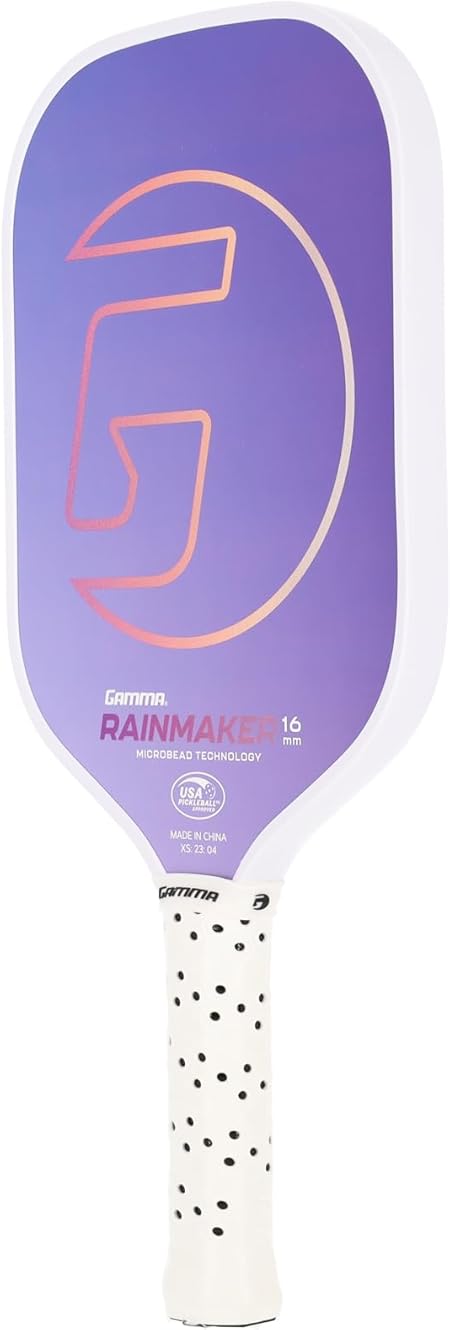 GAMMA Rainmaker Pickleball Paddle – Lightweight, Large Sweet Spot, Microbead Carbon Fiber Face for Spin & Control, Customizable Swing Weight – Available in 6 Colors