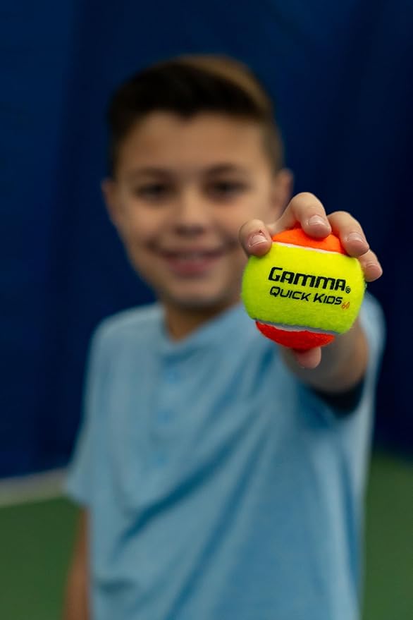 كرات تنس GAMMA Quick Kids 60 للتدريب للأطفال والمبتدئين، قلب منخفض الضغط يقلل السرعة والارتداد، رائعة لممارسة التنس، معتمدة من USTA و ITF للاستخدام في البطولات للأطفال دون سن 10 سنوات