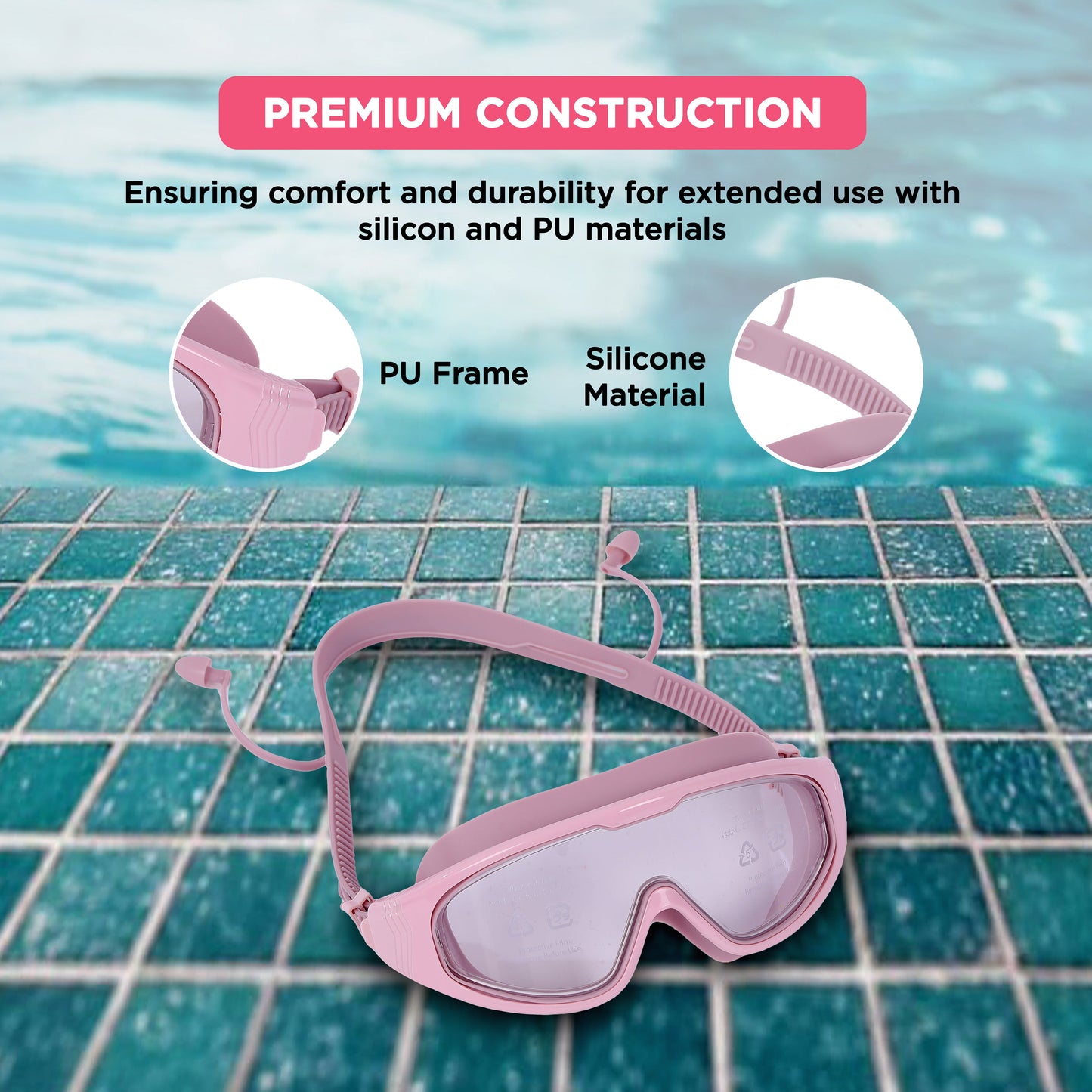 Endless EL1009 Infinity Premium Anti-Fog and UV Protection Swimming Goggles | Material: Silicone, Polyurethane | Stylish Large Frame for More Vision | Soft Silicone Gasket to Prevent Leakage | With Hard Case
