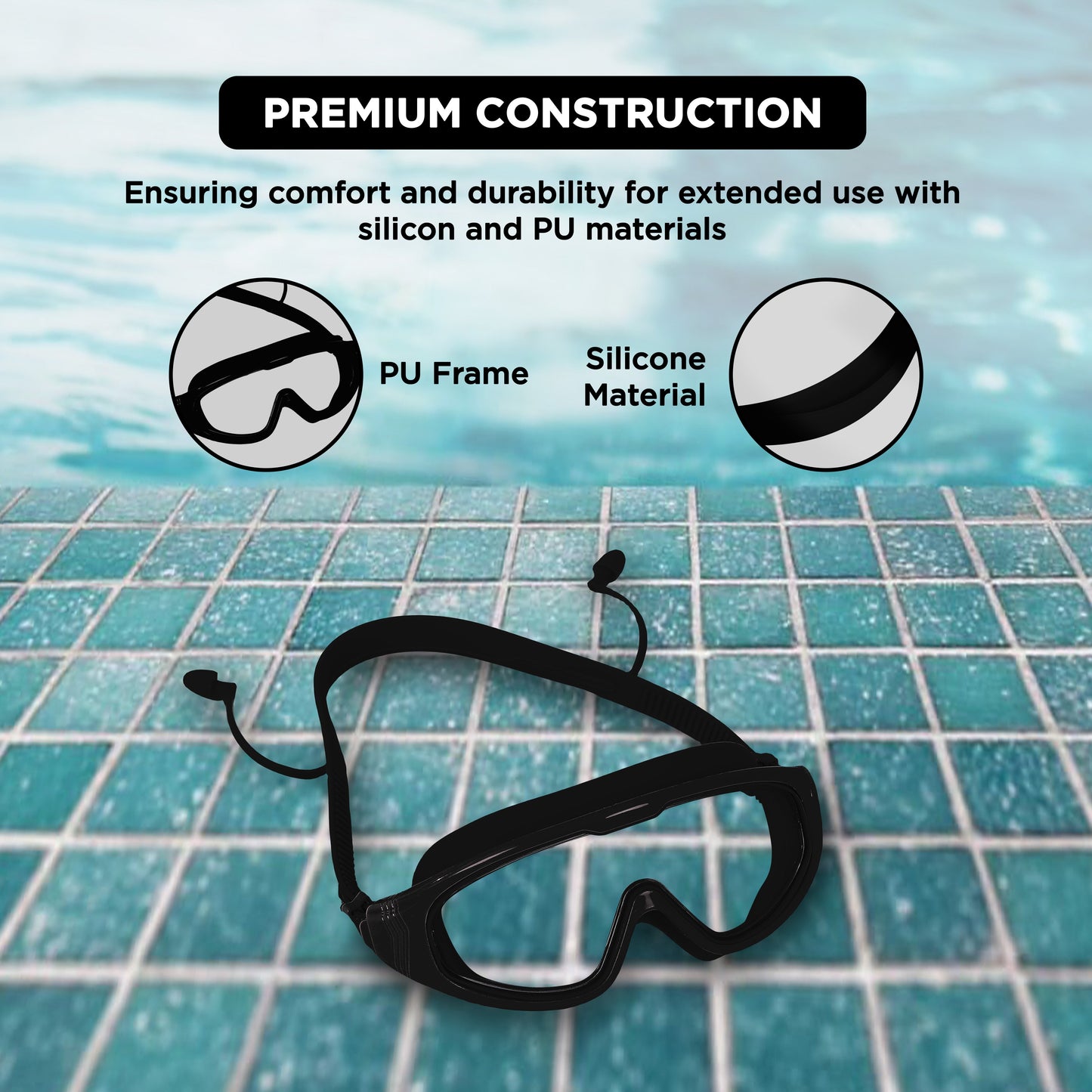 Endless EL1009 Infinity Premium Anti-Fog and UV Protection Swimming Goggles | Material: Silicone, Polyurethane | Stylish Large Frame for More Vision | Soft Silicone Gasket to Prevent Leakage | With Hard Case
