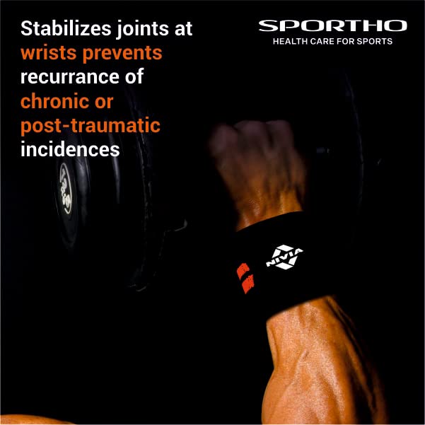 NIVIA Weight Lifting Wrist Support with Thumb Loop Strap for Sports - Made of Velcro and Elastic Strap for Men and Women