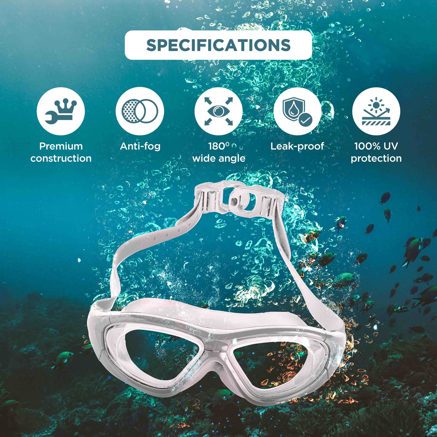 Endless EL1007 Infinity Premium Anti-Fog UV Protection Swimming Goggles | Material: Silicone, Polyurethane | Stylish Goggles with 180 Degree Wide Viewing Angle | Soft Silicone Gasket to Prevent Leakage | With Hard Case
