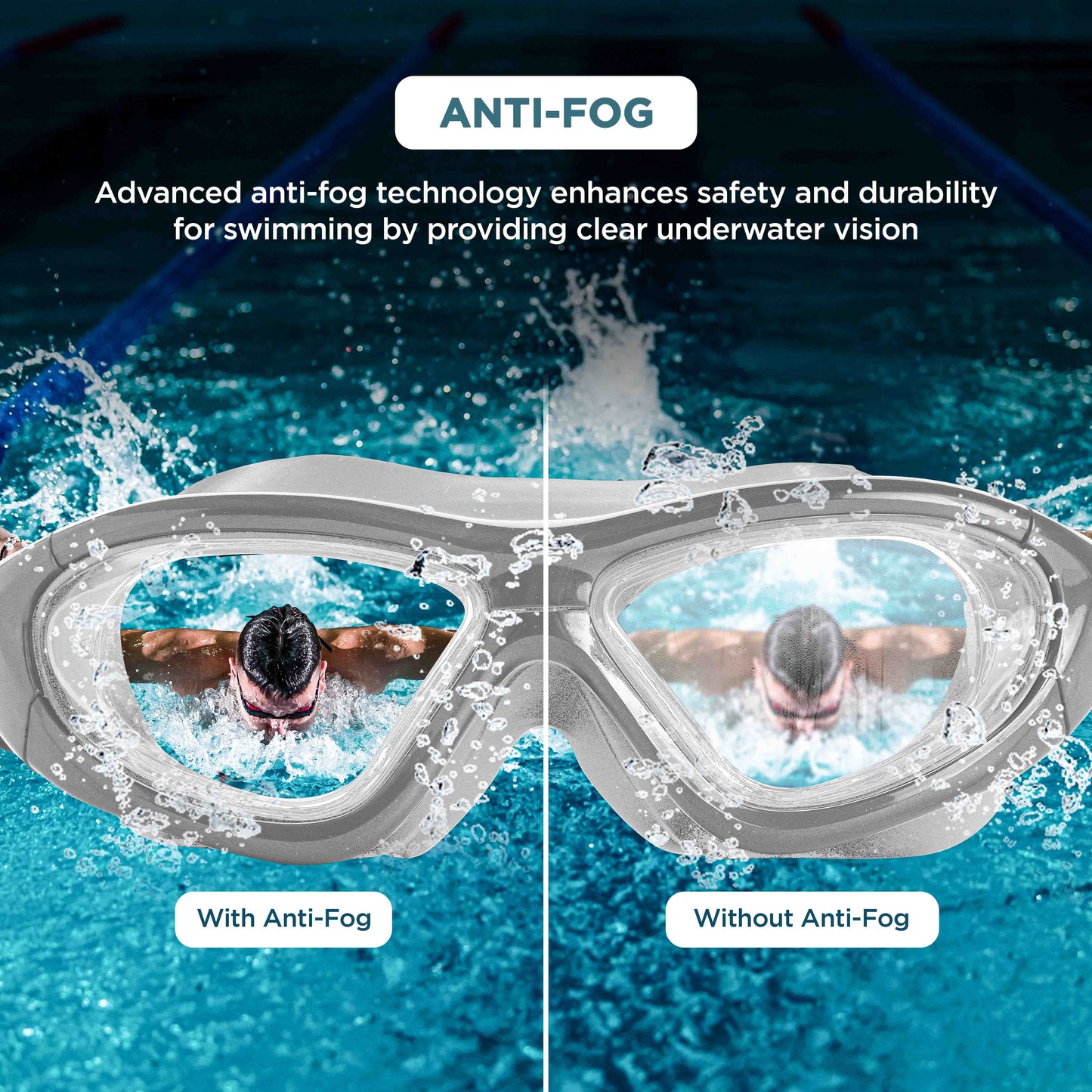 Endless EL1007 Infinity Premium Anti-Fog UV Protection Swimming Goggles | Material: Silicone, Polyurethane | Stylish Goggles with 180 Degree Wide Viewing Angle | Soft Silicone Gasket to Prevent Leakage | With Hard Case