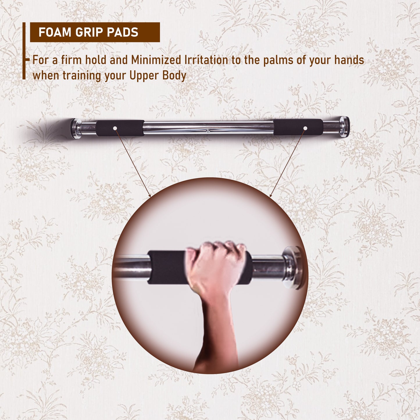 Endless EL1035 Stainless Steel Adjustable Pull Up Bar Stainless Steel Adjustable Pull Up Bar for Home | Strength Training at Home or Gym with Non-Slip Padded Grip | for Adults, Men and Women