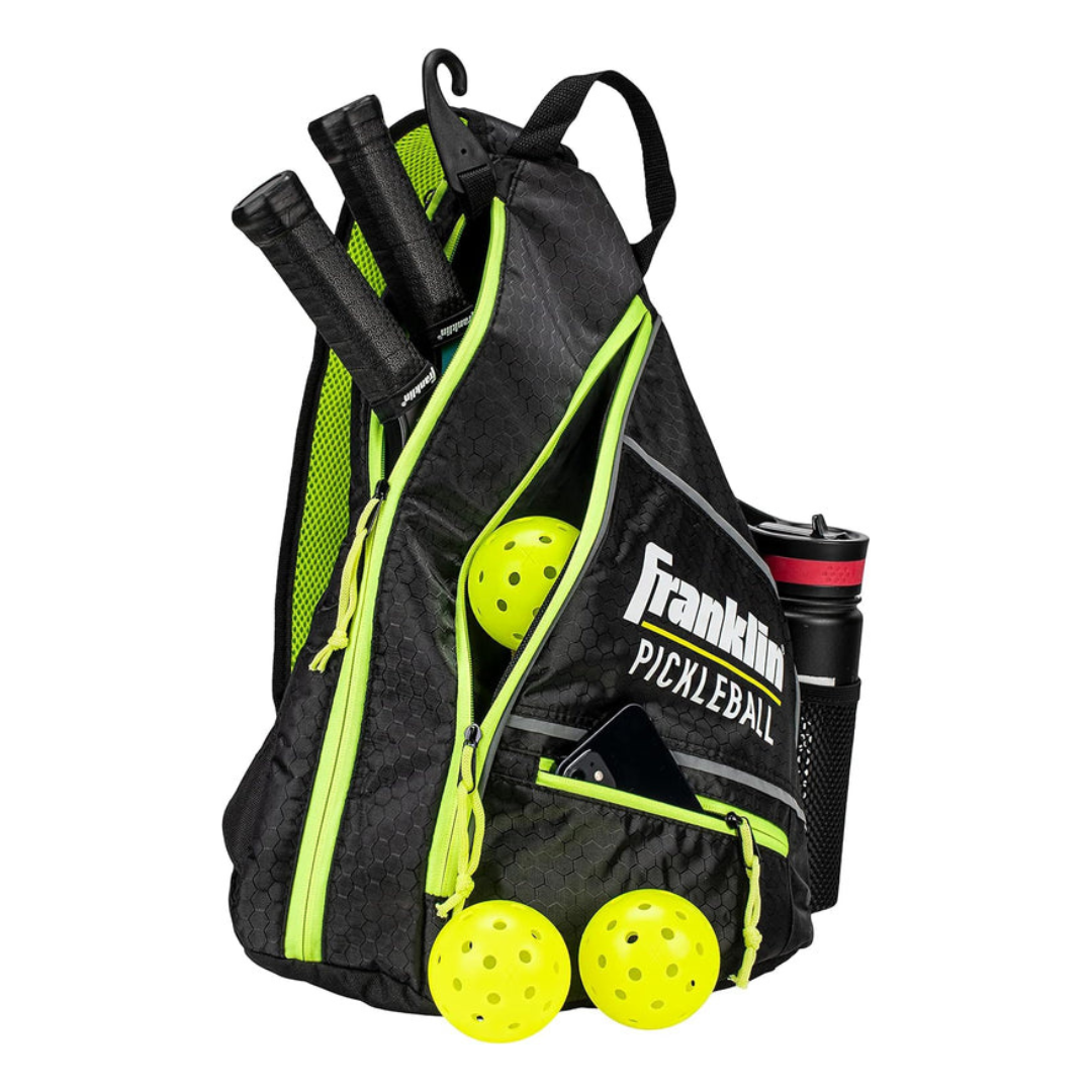 Franklin Sports Pickleball Bags - Pickleball Sling Bag Backpack for Gear + Equipment - Pickleball Bag for Men + Women - Holds Paddles, Pickleballs + Accessories - Official US Open Pickleball Bag