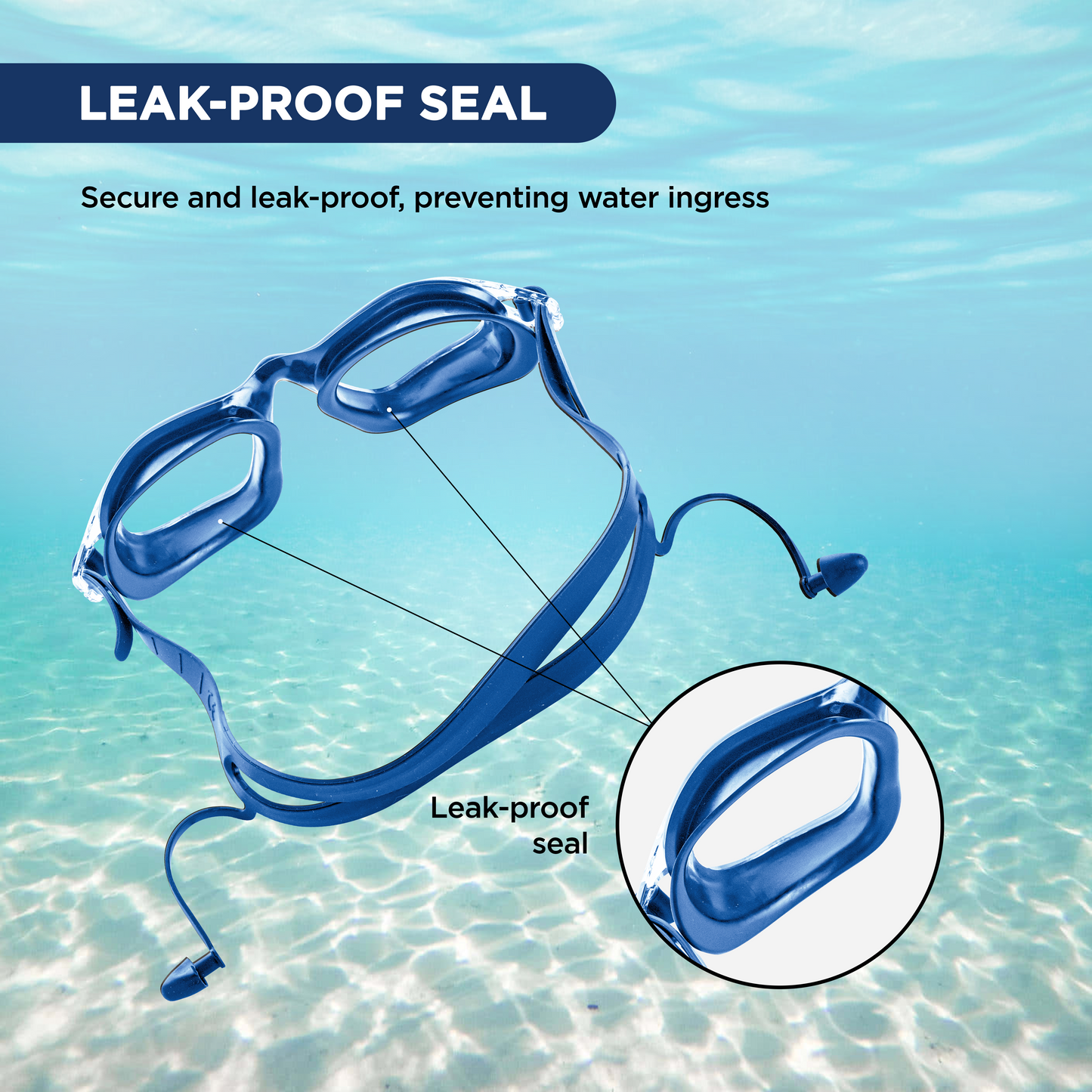 Endless EL1001 Anti-Fog and UV Protection Swimming Goggles | Material: Silicone, Rubber | Attached Earbuds and Adjustable Strap | Soft Silicone Gasket to Prevent Leakage | With Hard Case