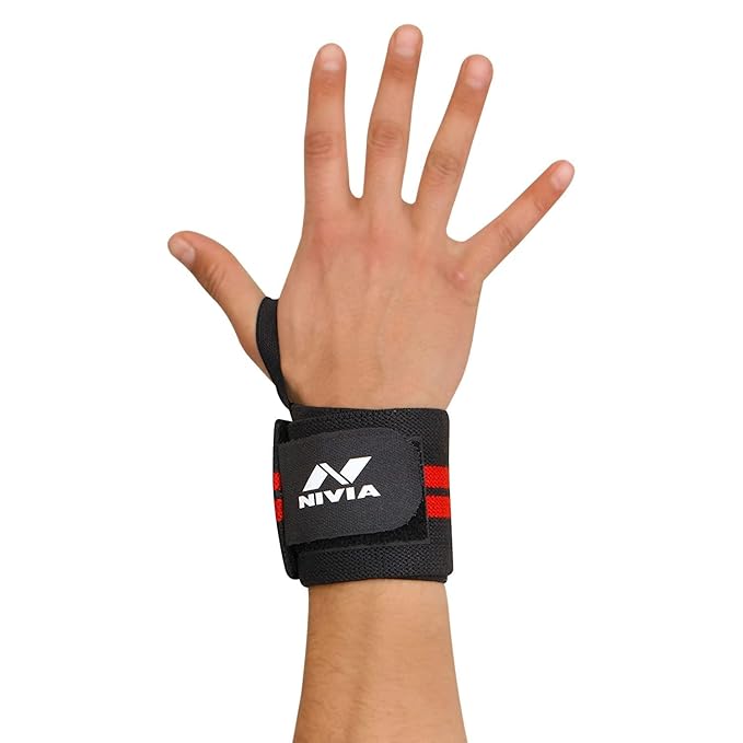 NIVIA Weight Lifting Wrist Support with Thumb Loop Strap for Sports - Made of Velcro and Elastic Strap for Men and Women