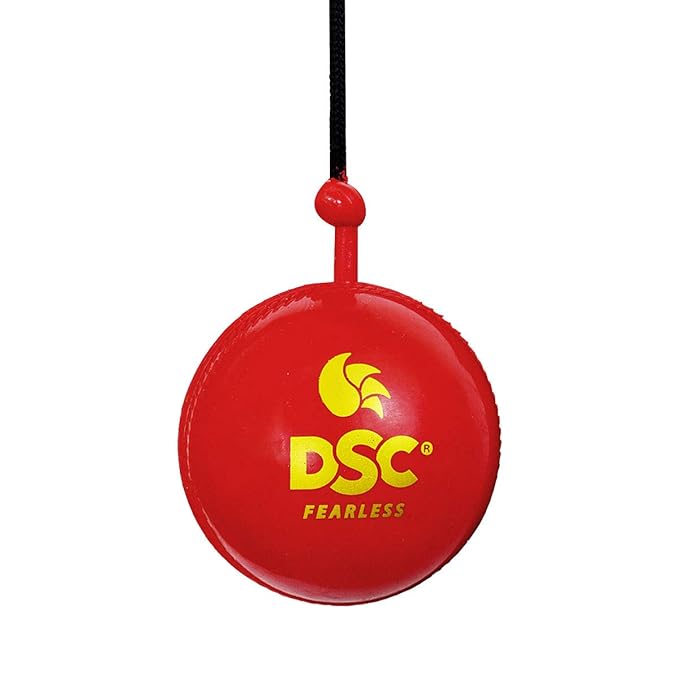 DSC Hanging Synthetic Cricket Ball (Red) Suitable for Play and Training Lightweight - Solid Inner Core, Weather Resistant