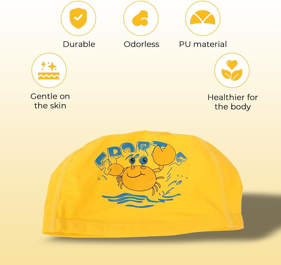 Endless Kids Swimming Cap Set - 3 Pack Soft, Flexible Silicone Swimming Caps - Soft, Stretchy, Leak Proof - Fun Colors for Boys and Girls - Perfect for Pool and Beach - Blue, Pink, Yellow