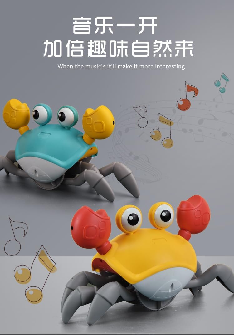 FUNFY Crawling Crab Toy with Rechargeable Battery | Material: Plastic | Lights & Music | Interactive Educational & Fun Toys for Babies & Toddlers |