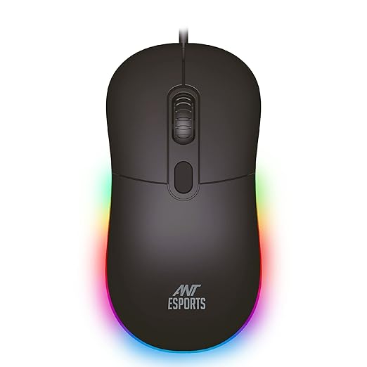 Ant Esports GM40 ماوس ألعاب بصري سلكي مع إضاءة LED RGB، تصميم خفيف الوزن ومريح، دقة تصل إلى 2400 نقطة في البوصة، متوافق مع أنظمة Windows وMac