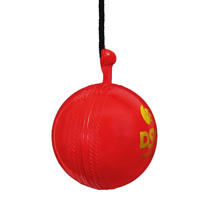 DSC Hanging Synthetic Cricket Ball (Red) Suitable for Play and Training Lightweight - Solid Inner Core, Weather Resistant