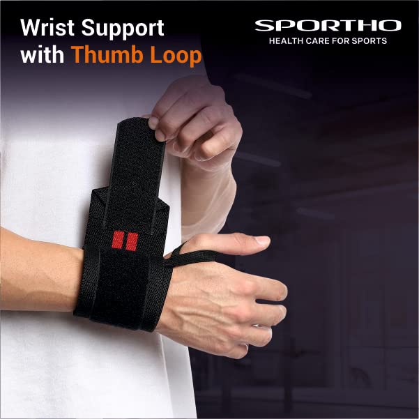 NIVIA Weight Lifting Wrist Support with Thumb Loop Strap for Sports - Made of Velcro and Elastic Strap for Men and Women