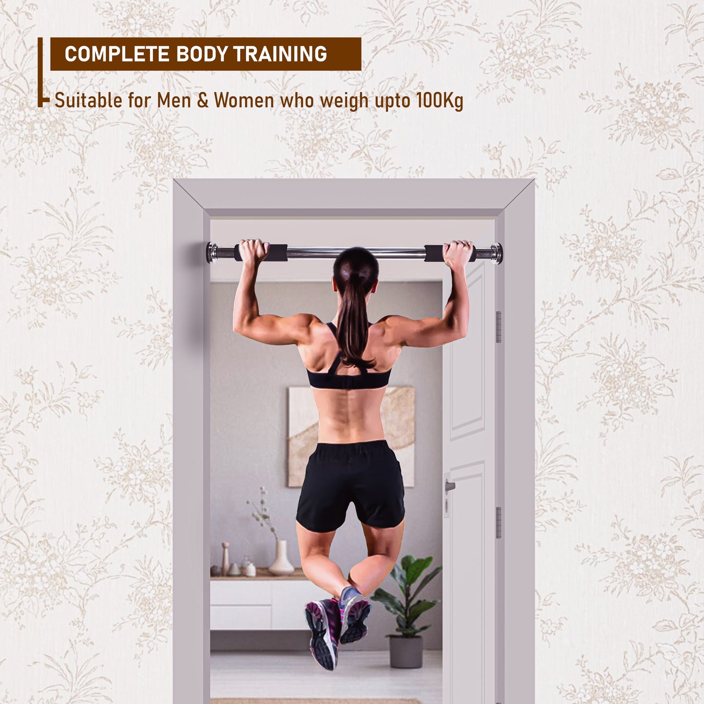 Endless EL1035 Stainless Steel Adjustable Pull Up Bar Stainless Steel Adjustable Pull Up Bar for Home | Strength Training at Home or Gym with Non-Slip Padded Grip | for Adults, Men and Women