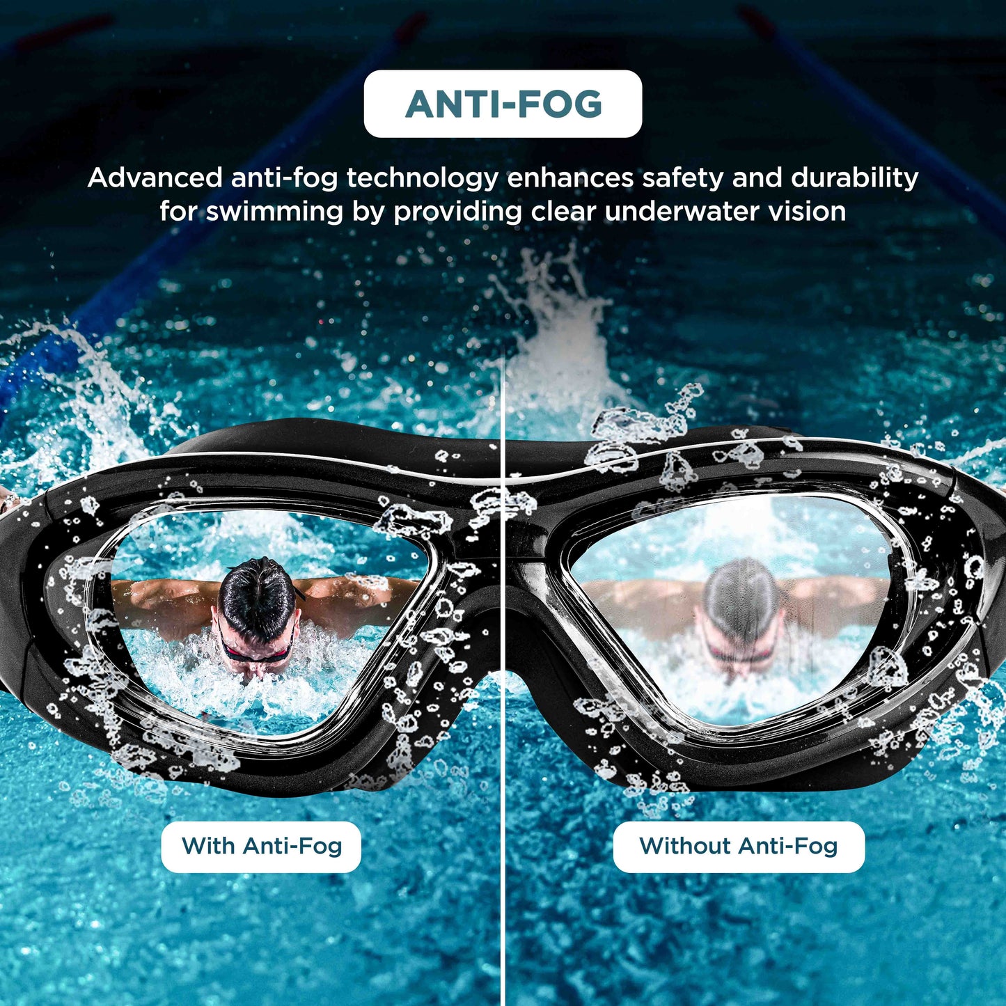 Endless EL1007 Infinity Premium Anti-Fog UV Protection Swimming Goggles | Material: Silicone, Polyurethane | Stylish Goggles with 180 Degree Wide Viewing Angle | Soft Silicone Gasket to Prevent Leakage | With Hard Case