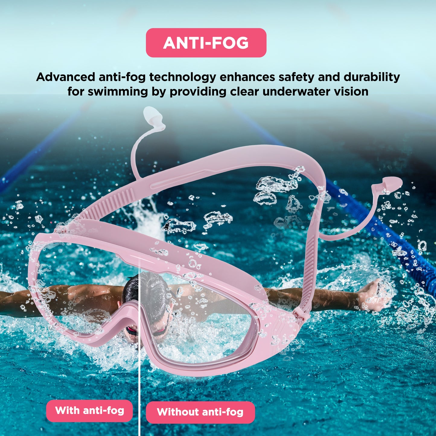 Endless EL1009 Infinity Premium Anti-Fog and UV Protection Swimming Goggles | Material: Silicone, Polyurethane | Stylish Large Frame for More Vision | Soft Silicone Gasket to Prevent Leakage | With Hard Case