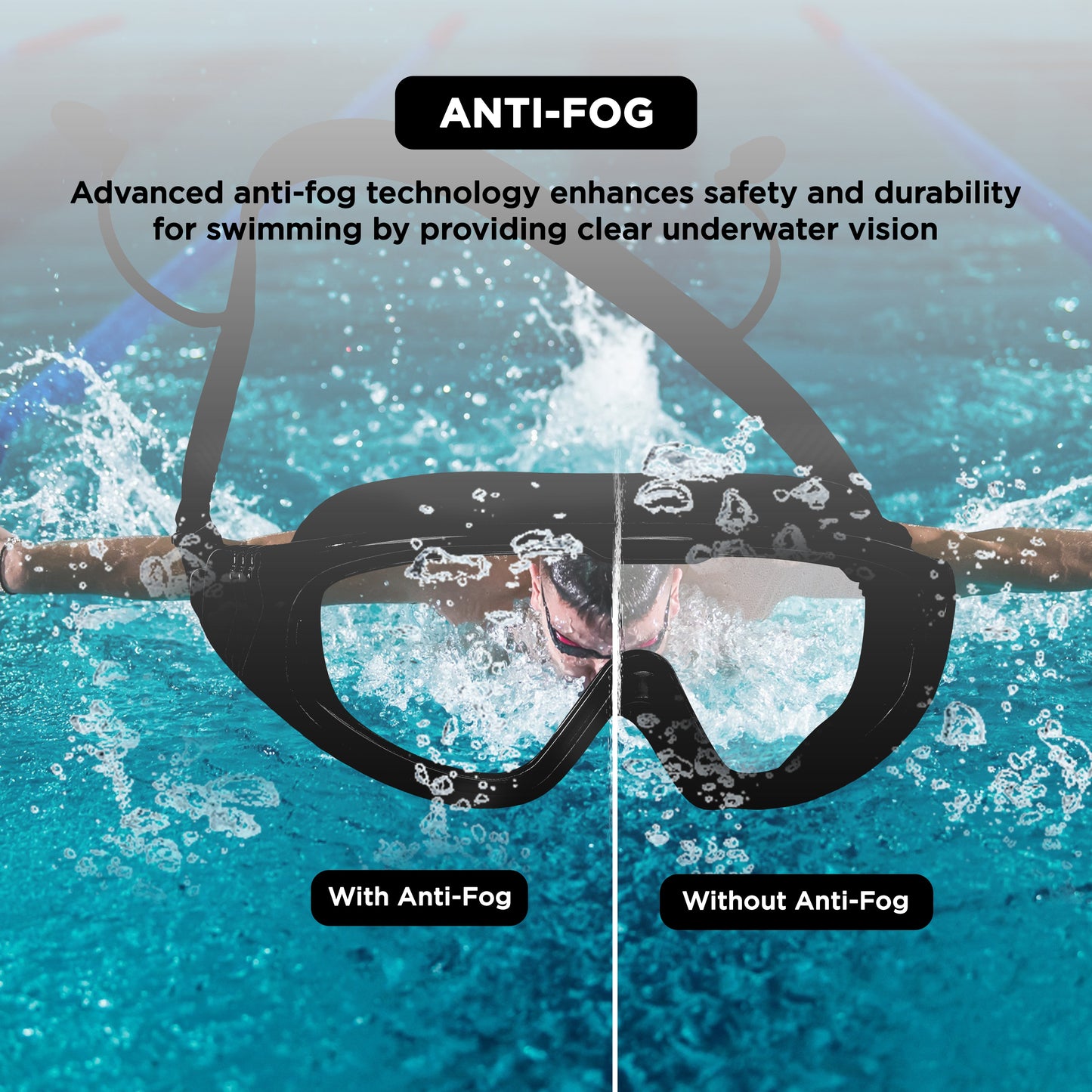 Endless EL1009 Infinity Premium Anti-Fog and UV Protection Swimming Goggles | Material: Silicone, Polyurethane | Stylish Large Frame for More Vision | Soft Silicone Gasket to Prevent Leakage | With Hard Case