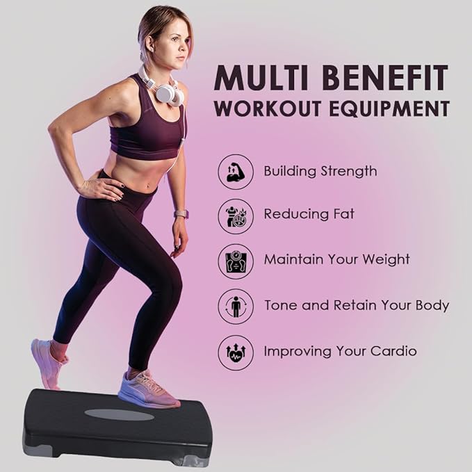 Endless Aerobics 2-Height Adjustable stepper | Assorted | Material: ABS Plastic | Exercise Platform | Ideal for Gym & Home | Cardio | For Men & Women