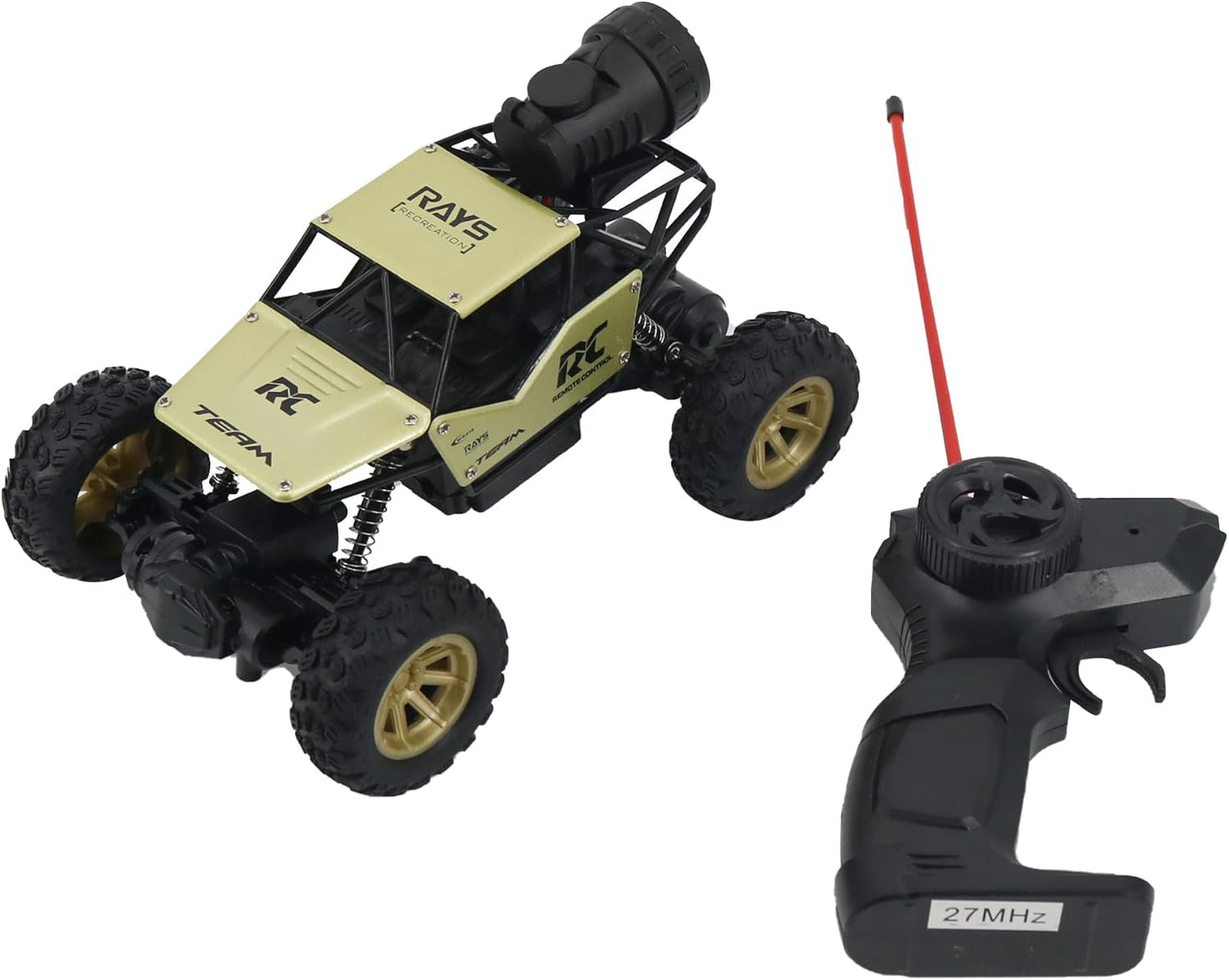 FUNFY 1:18 Rock Crawler RC Toy Car With 4WD | Black | With 4 Soft Suspensions, Dual Motor, Lightning Mist Spray, Better gripping Tyres, Aluminium Body and Rechargeable Battery |For Kids Gift