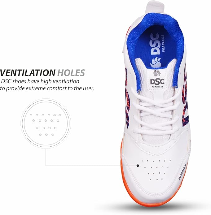 DSC Beamer Cricket Shoes for Men and Boys | Breathable Mesh | Non-Slip Sole | Embossed Design | Durable and Lightweight