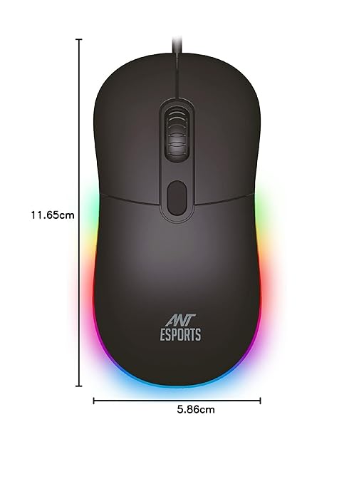Ant Esports GM40 ماوس ألعاب بصري سلكي مع إضاءة LED RGB، تصميم خفيف الوزن ومريح، دقة تصل إلى 2400 نقطة في البوصة، متوافق مع أنظمة Windows وMac