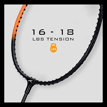 HUNDRED Powertek 100 Badminton Racket (Set of 2) with Full Cover (Size: Standard, Handle Size: G5) | Racket | Material: Aluminum | Max Tension: 16-18 lbs | For Intermediate Players