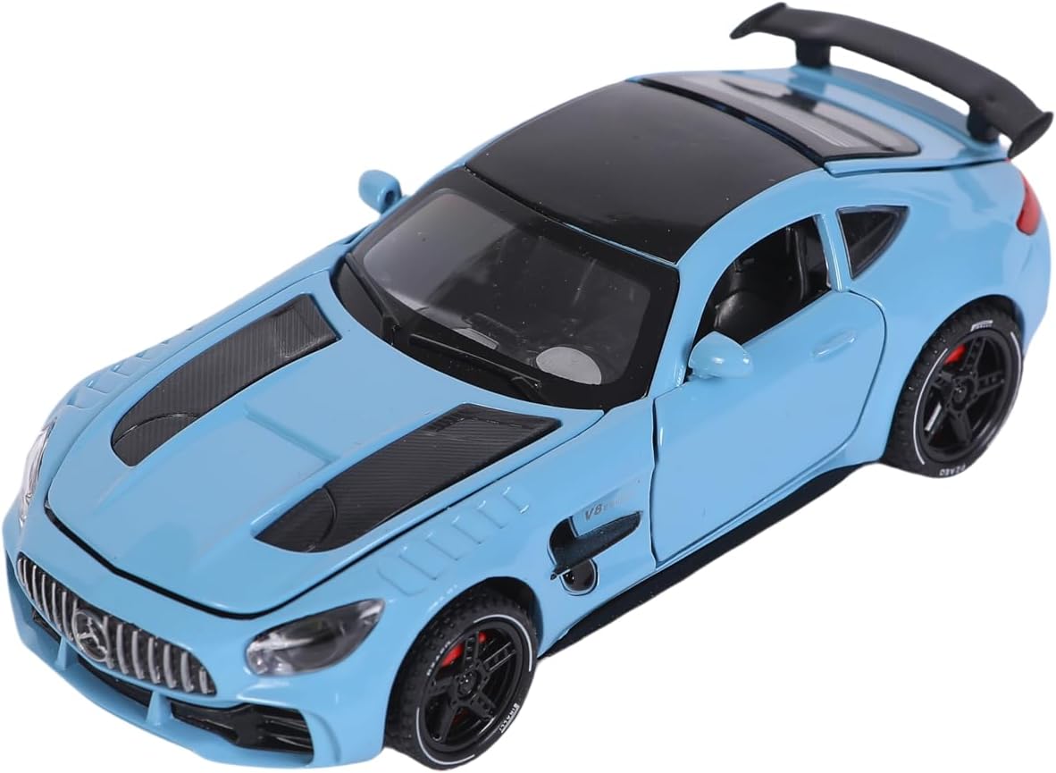 FUNFY سيارة مرسيدس بنز AMG GT بمقياس 1:32 قابلة للتطوير | متنوعة | بلاستيك ومعادن | أبواب قابلة للفتح وغطاء محرك وباب خلفي مزود بمصابيح LED | موسيقى لتجربة لعب غامرة | للأطفال