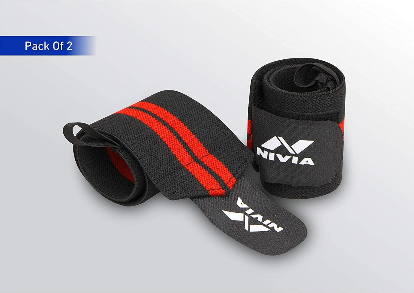 NIVIA Weight Lifting Wrist Support with Thumb Loop Strap for Sports - Made of Velcro and Elastic Strap for Men and Women