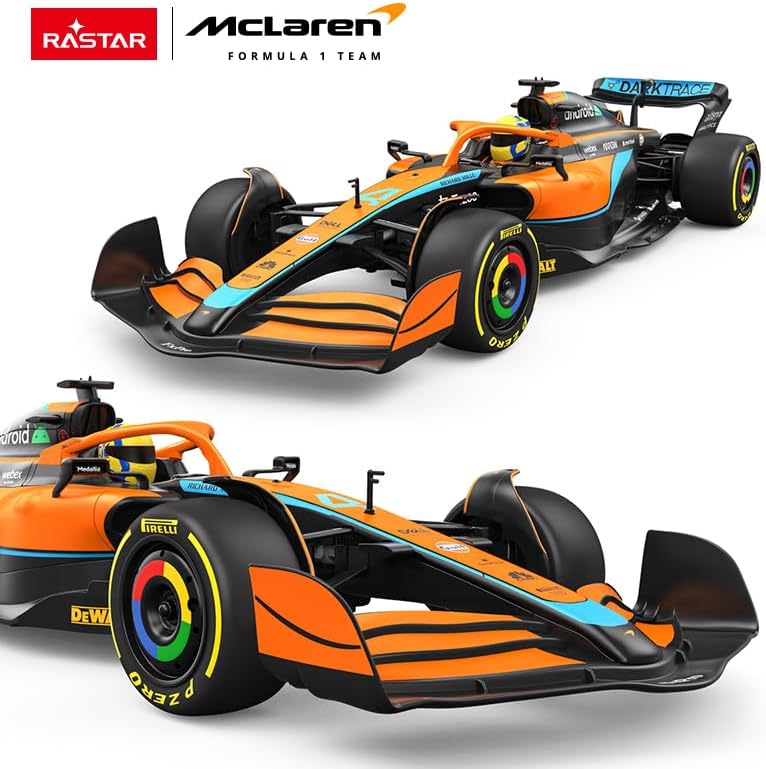FUNFY سيارة ماكلارين F1 برتقالية منظر أمامي يبرز التصميم الرياضي الواقعي والعناصر الديناميكية
