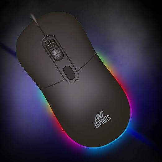 Ant Esports GM40 ماوس ألعاب بصري سلكي مع إضاءة LED RGB، تصميم خفيف الوزن ومريح، دقة تصل إلى 2400 نقطة في البوصة، متوافق مع أنظمة Windows وMac