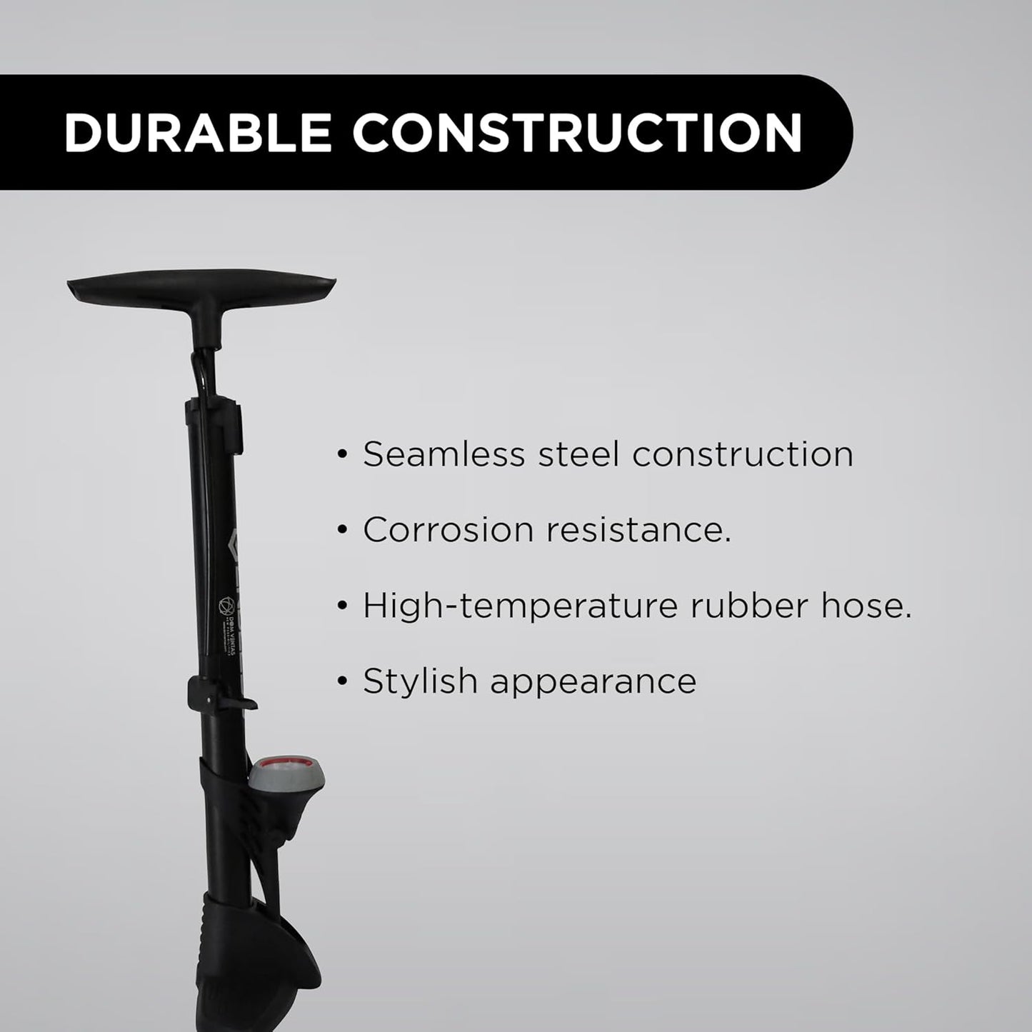 Endless EL1052 160 PSI Portable Hand Air Pump for Bicycles, Portable Floor Air Pump for Bikes | Black | Material: Steel Alloy | Tire Inflator with Gauge and Rotating Tube Handle for Comfort | For All Inflation Purposes
