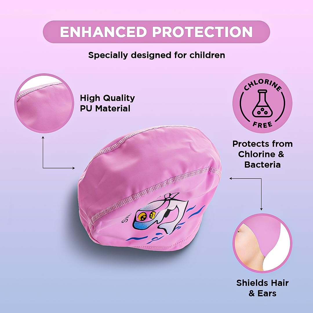 Endless Kids Swimming Cap Set - 3 Pack Soft, Flexible Silicone Swimming Caps - Soft, Stretchy, Leak Proof - Fun Colors for Boys and Girls - Perfect for Pool and Beach - Blue, Pink, Yellow