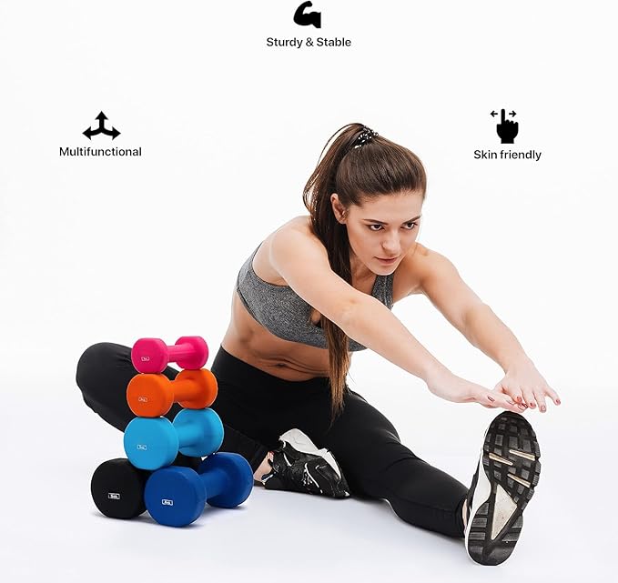 Anythingbasic Neoprene Dumbbells Includes 2 Dumbbells | Material: Iron with Neoprene Coating | Exercise & Fitness Weights for Women & Men at Home/Gym