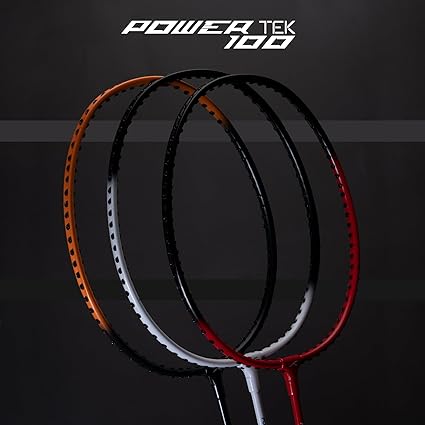HUNDRED Powertek 100 Badminton Racket (Set of 2) with Full Cover (Size: Standard, Handle Size: G5) | Racket | Material: Aluminum | Max Tension: 16-18 lbs | For Intermediate Players