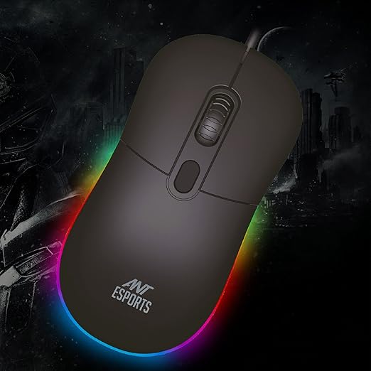 Ant Esports GM40 ماوس ألعاب بصري سلكي مع إضاءة LED RGB، تصميم خفيف الوزن ومريح، دقة تصل إلى 2400 نقطة في البوصة، متوافق مع أنظمة Windows وMac