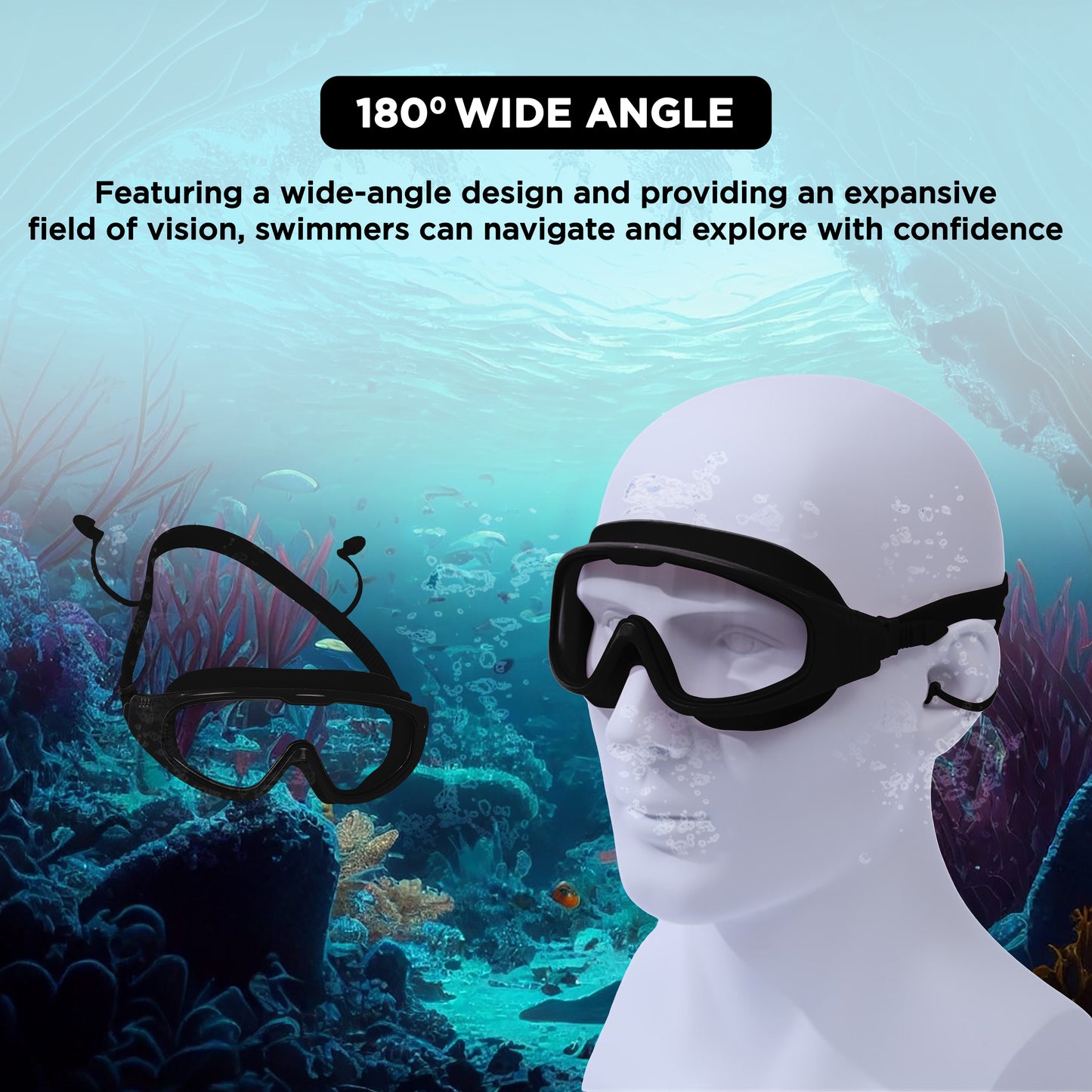 Endless EL1009 Infinity Premium Anti-Fog and UV Protection Swimming Goggles | Material: Silicone, Polyurethane | Stylish Large Frame for More Vision | Soft Silicone Gasket to Prevent Leakage | With Hard Case